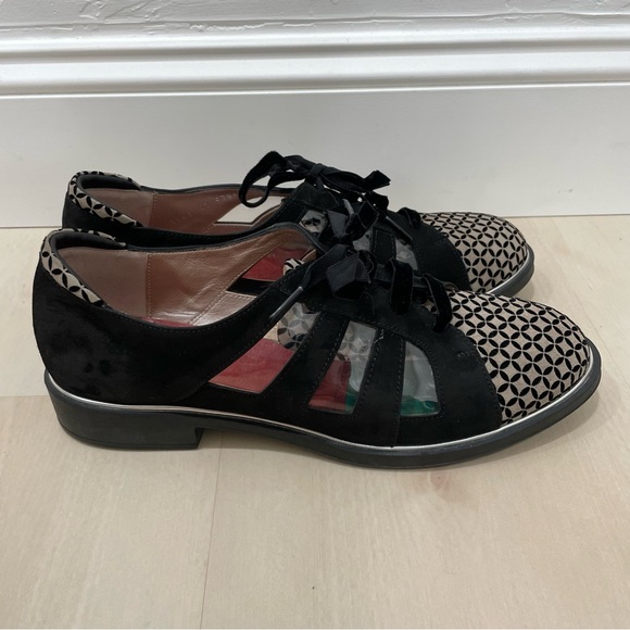 BeautiFeel Women's  41 Tera Black Oxford Shoes Suede Leather Velvet NO Insoles - Picture 2 of 13